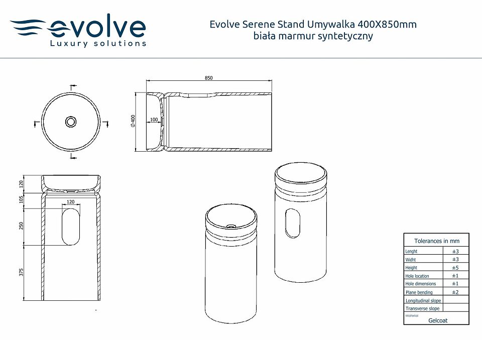 Evolve Serene Stand Umywalka 400X850mm biała marmur syntetyczny.JPG